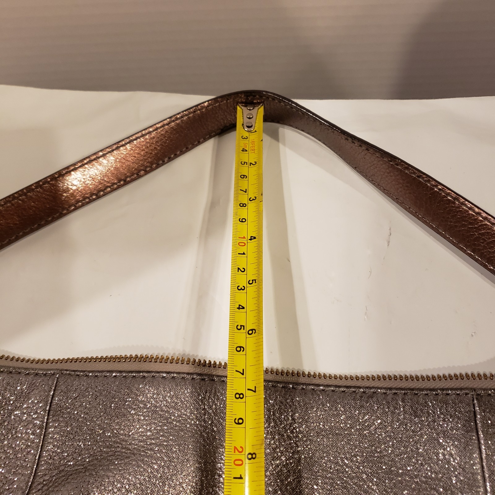 Kate Spade Pebbled Leather Shoulder Hobo Bag Sparkling Silver 12″H X 13″W