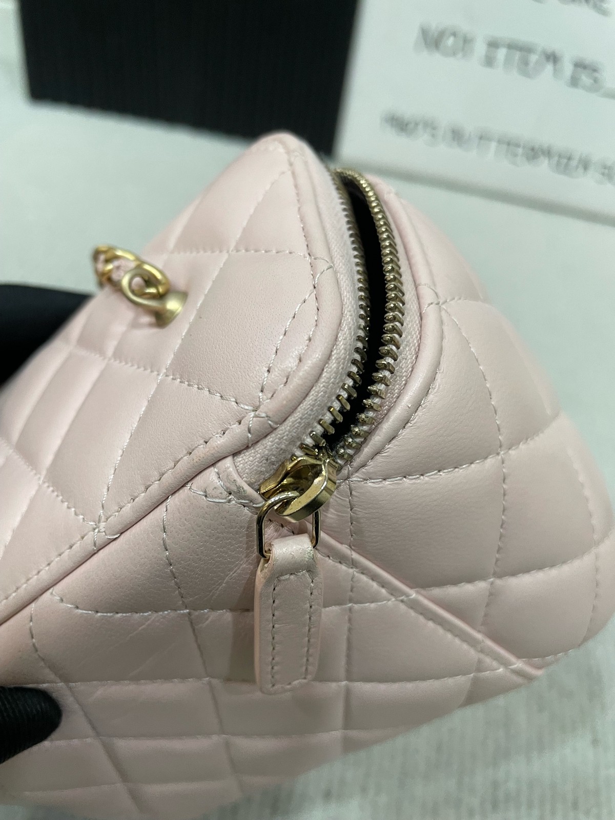 Chanel Gold Ball Vanity Case Mini Sakura Pink Lambskin Crossbody Duty Paid