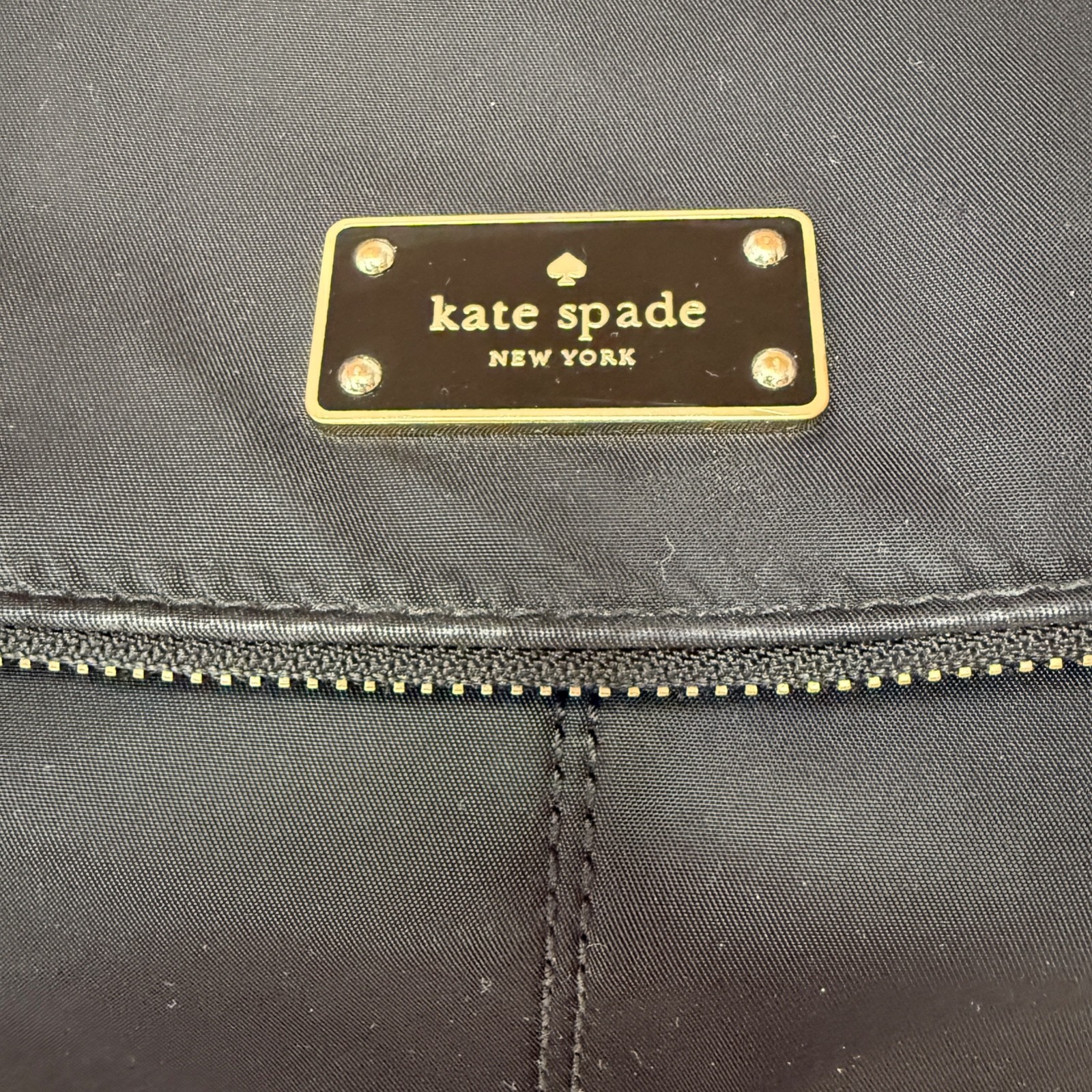 Kate Spade Blake Avenue Lyndon Crossbody Shoulder Bag Purse Black Nylon Logo