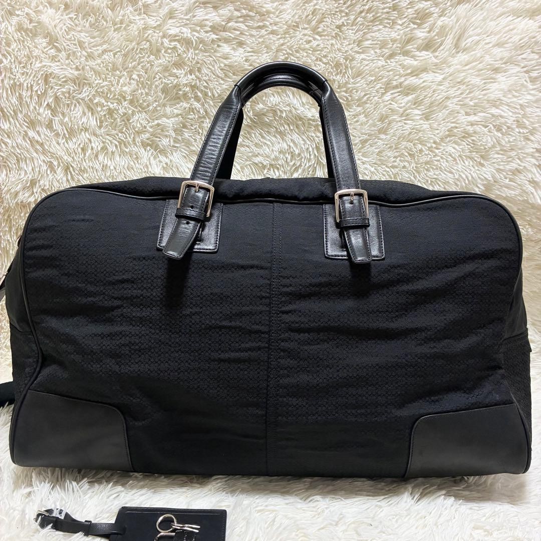 Rare COACH Boston Bag Signature Leather Canvas Black