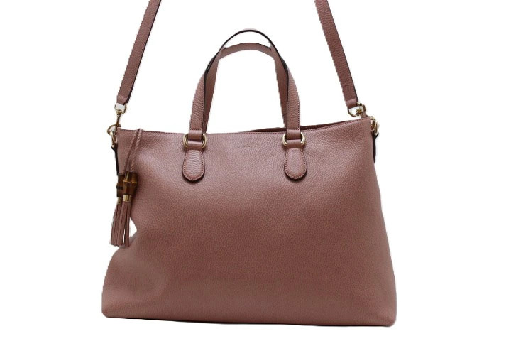 GUCCI Leather Bamboo Tassel 2way Bag Pink 449643 Shoulder Bag Women’s #DB1787