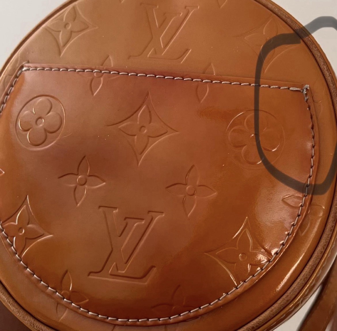 Louis Vuitton Vernis Monogram Bedford Cylinder Zip Shoulder Bag Brown Gold