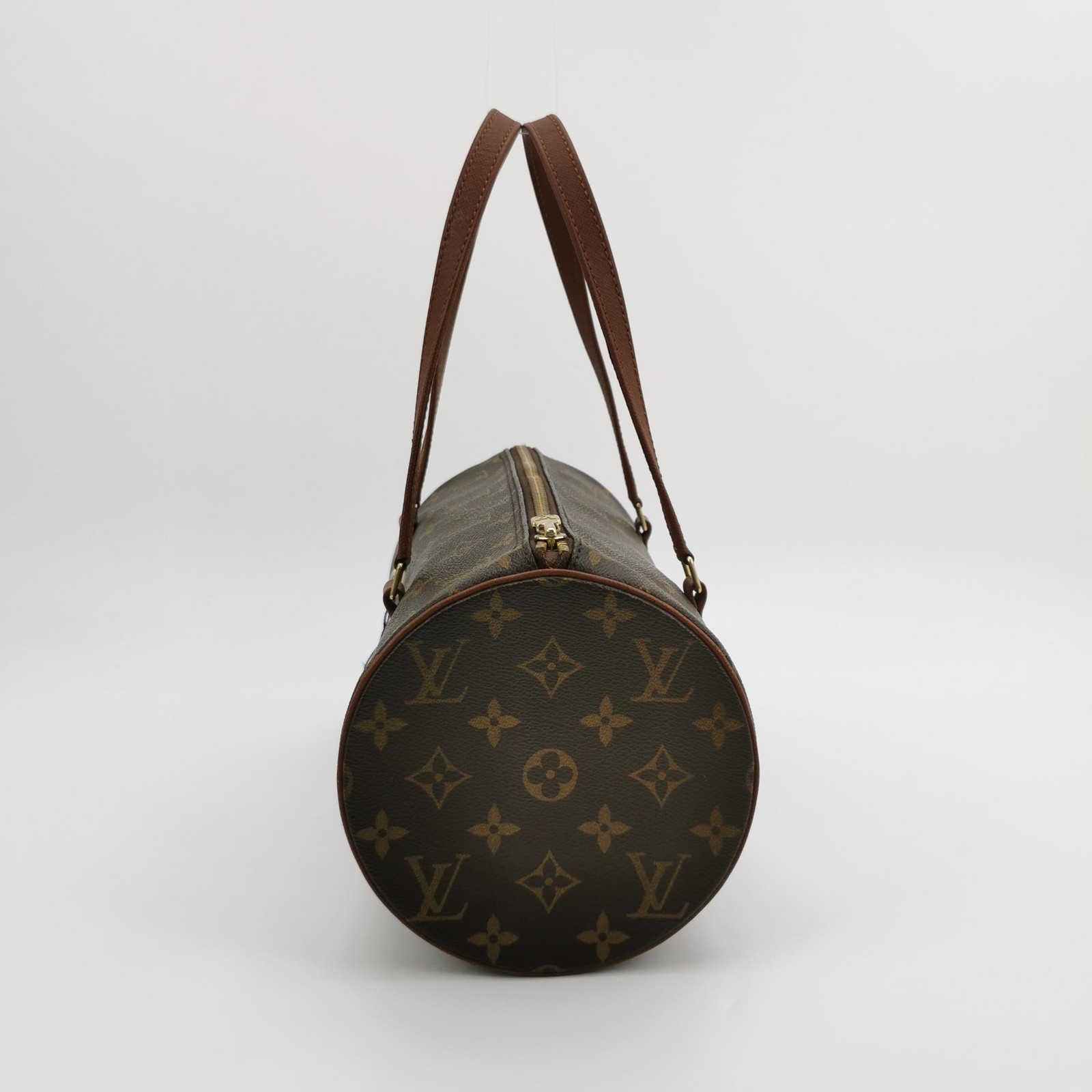 Louis Vuitton Monogram Large Brown Cowhide Papillon Hand Carry Bag US Ship