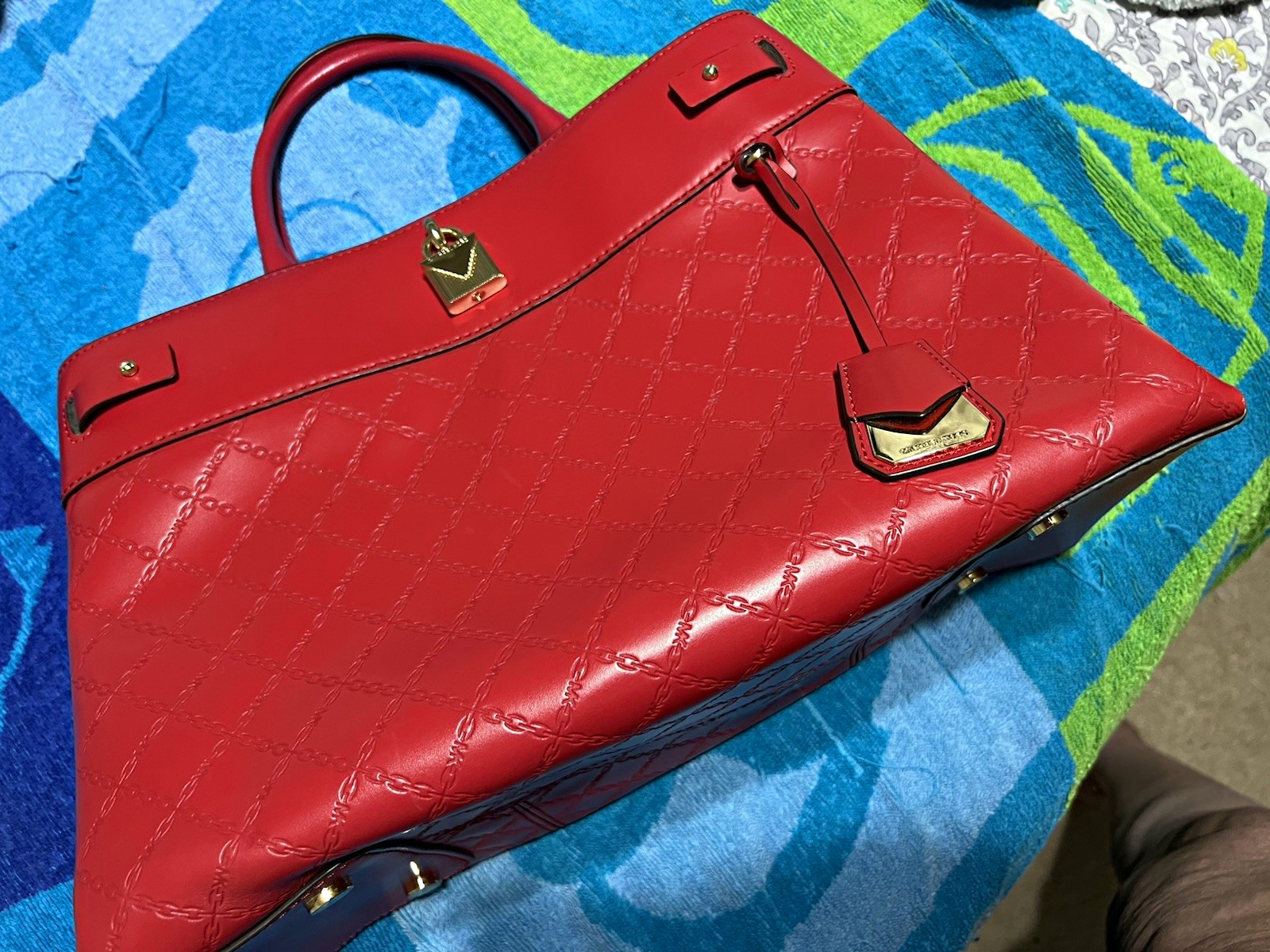 Michael Kors Red Quilted Satchel Top Handle Bag Zip Closure. Give me your BO!
