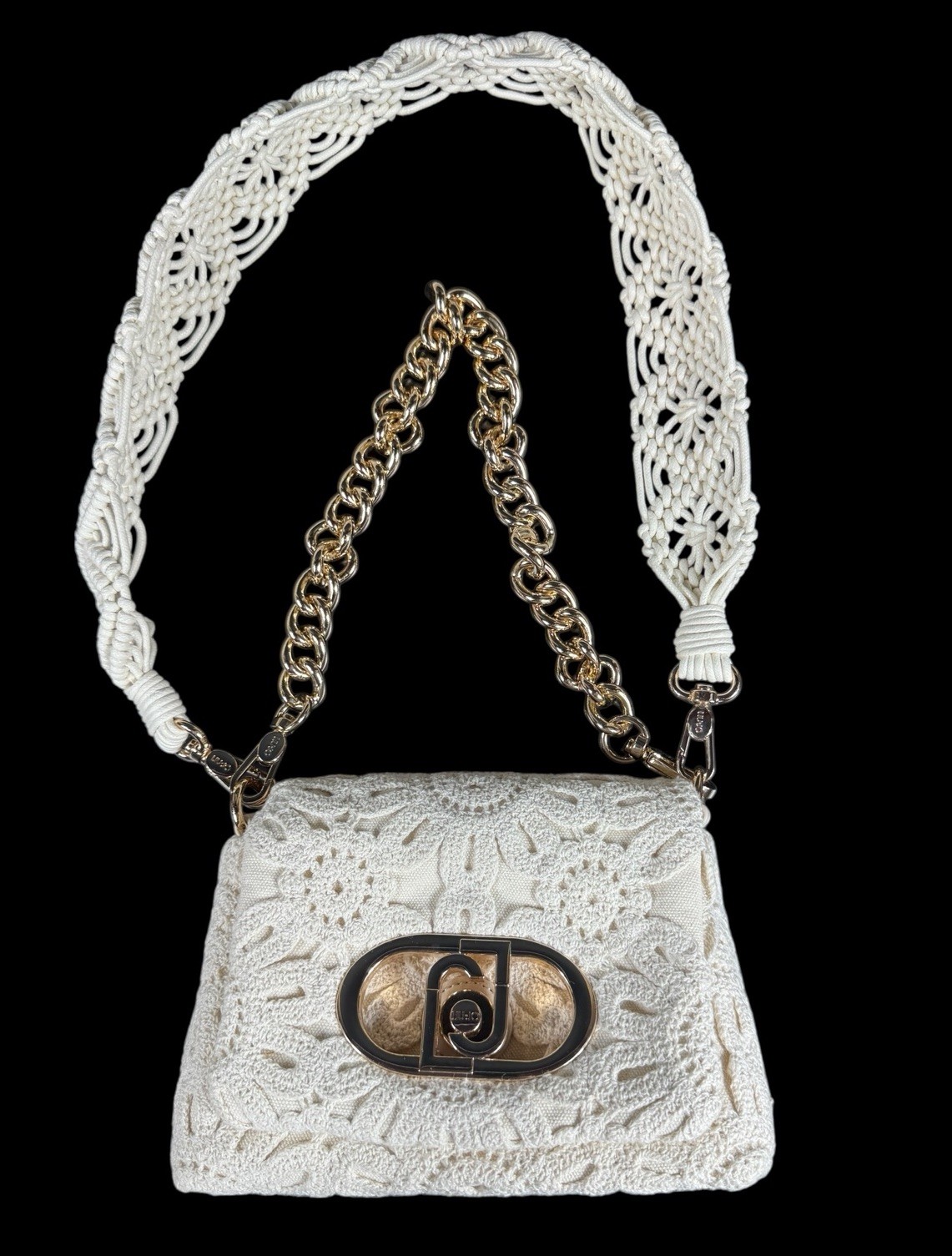 Liu Jo LaPuffy Crochet Bag Two Shoulder Straps Cream Color EUC
