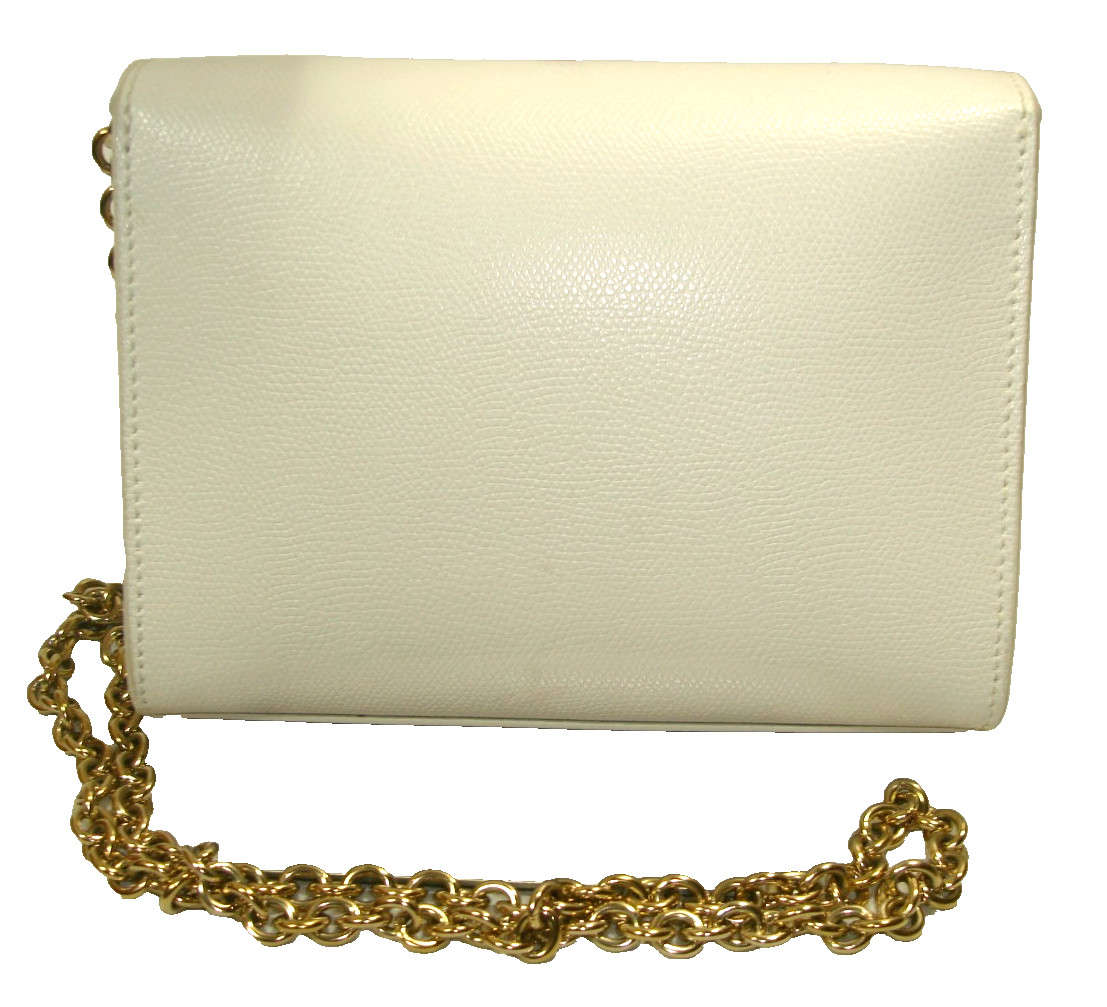 Furla Metropolis White Leather Small Chain Strap Crossbody Shoulder Bag MINT!
