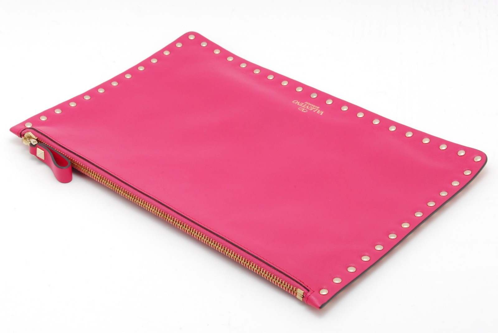 VALENTINO GARAVANI Clutch Bag Rock Stud Leather Purse Pink　*Rank A*