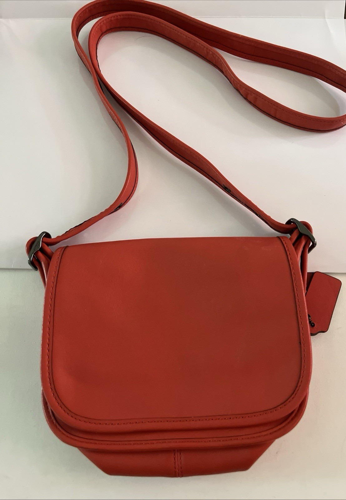 COACH Saddle 18 Re-Edition Crossbody Bag 57731 Orange Soft Leather Adjustable