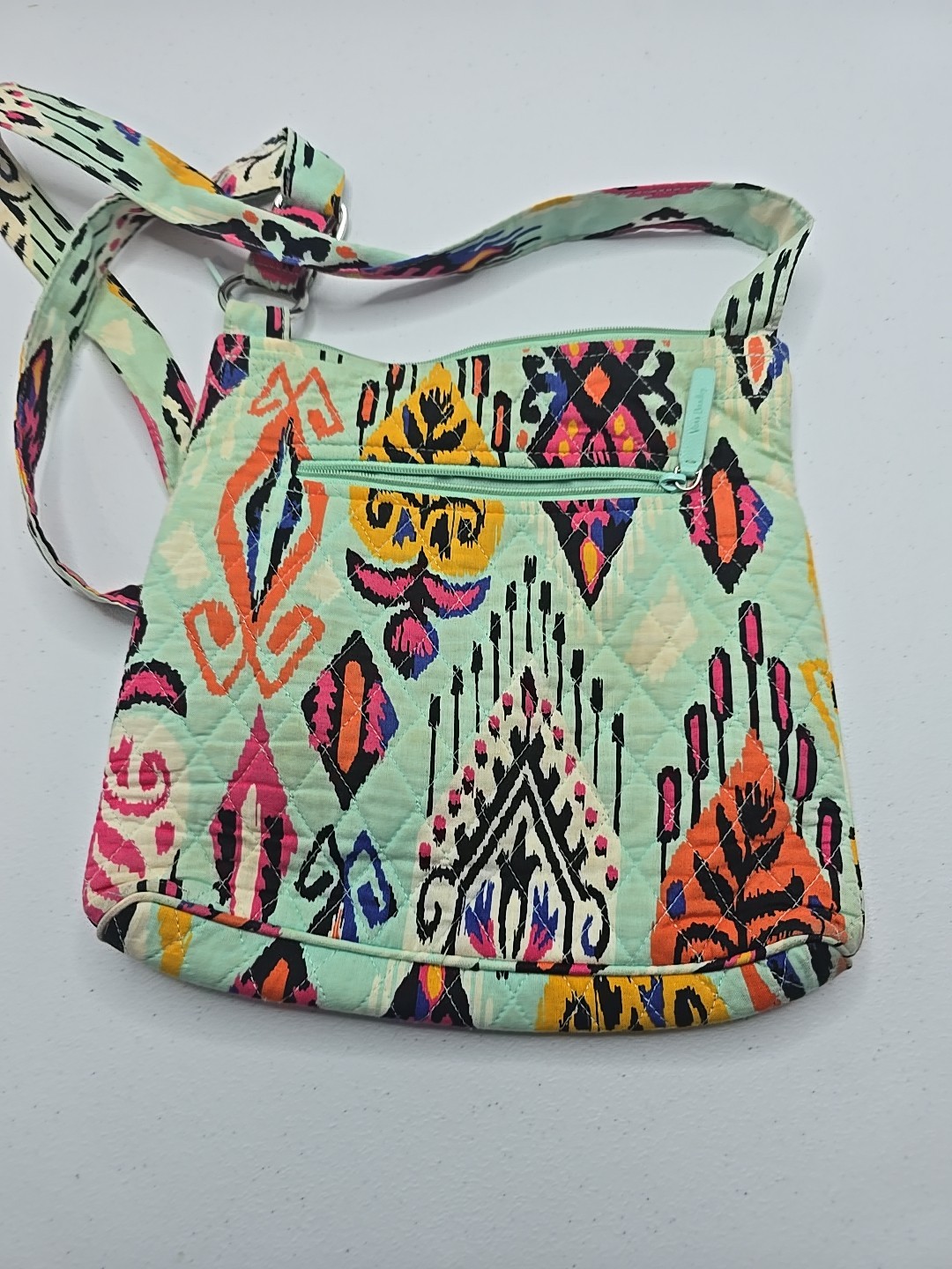Vera Bradley On The Go Pueblo Crossbody Purse Handbag Blue Green Quilted