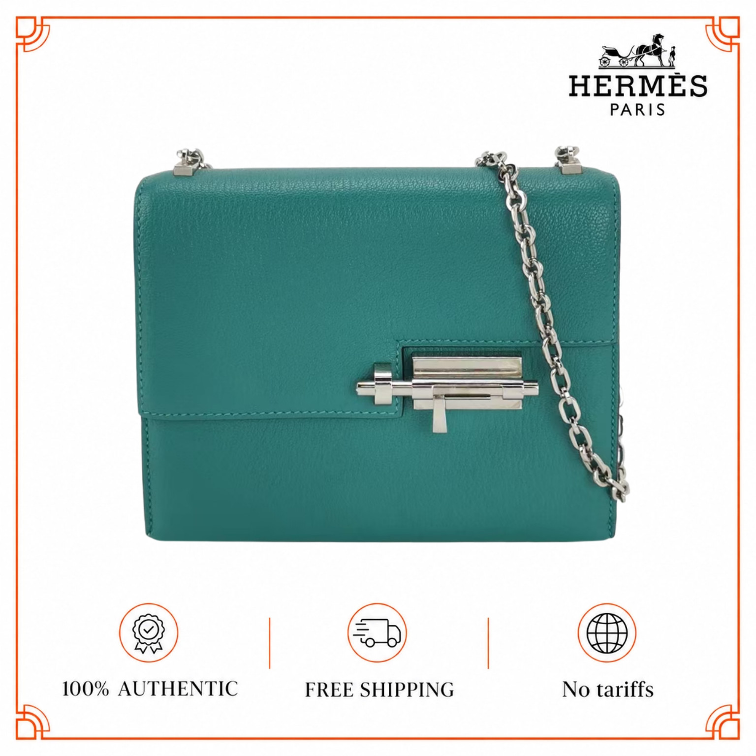 Hermes Verrou Mini 17 Chevre Chamkila Menthe Z6 Green Silver Hardware PHW Auth