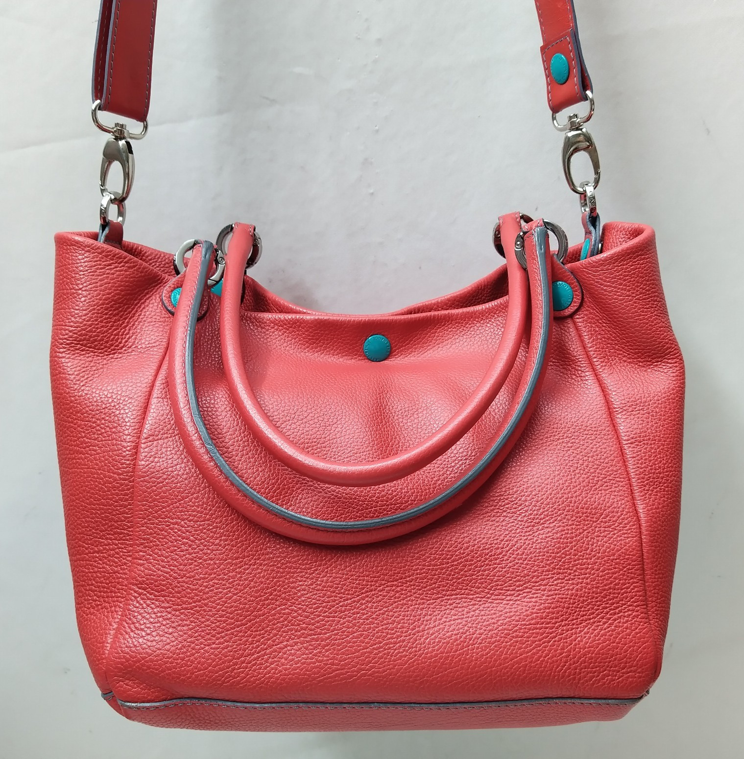 Gabs Red Leather Cube Double Handles Satchel Bag – Made in Italy