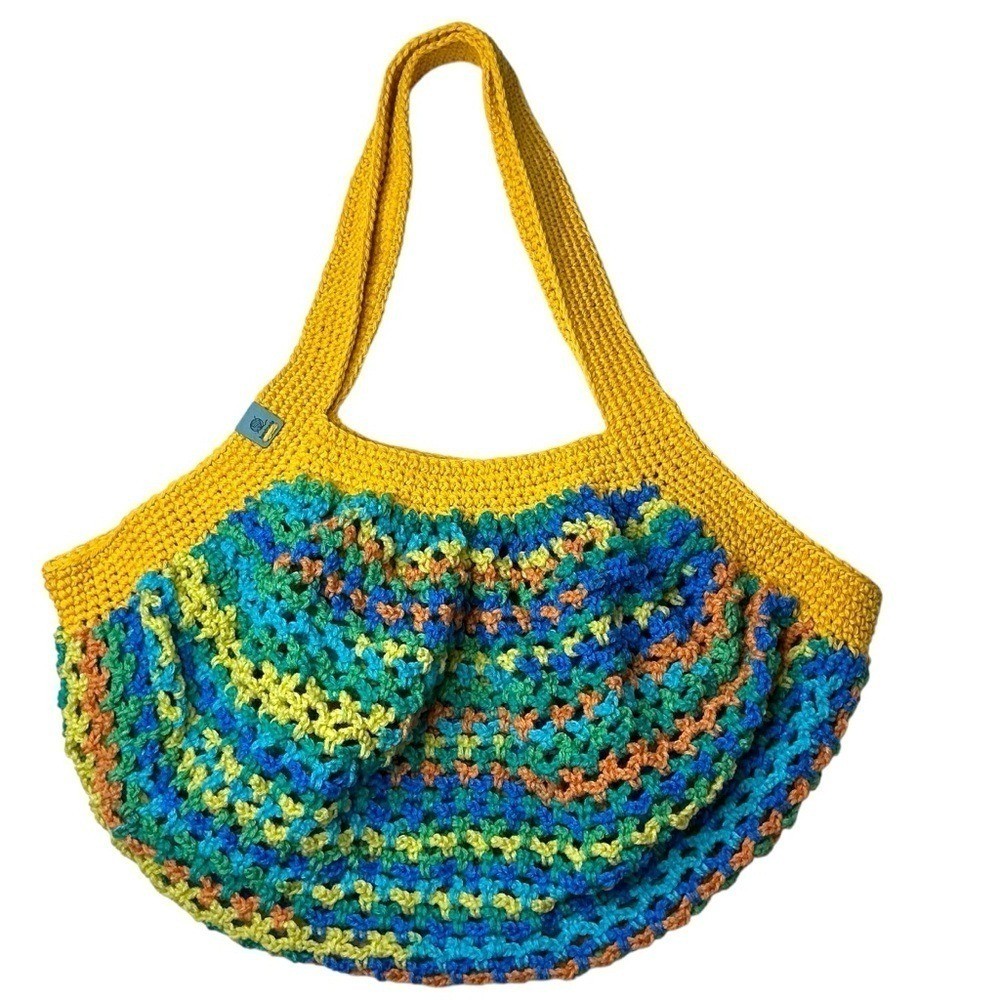Large Crochet Mesh Market Bag Cotton and Acrylic Handcrafted Handmade Reusable