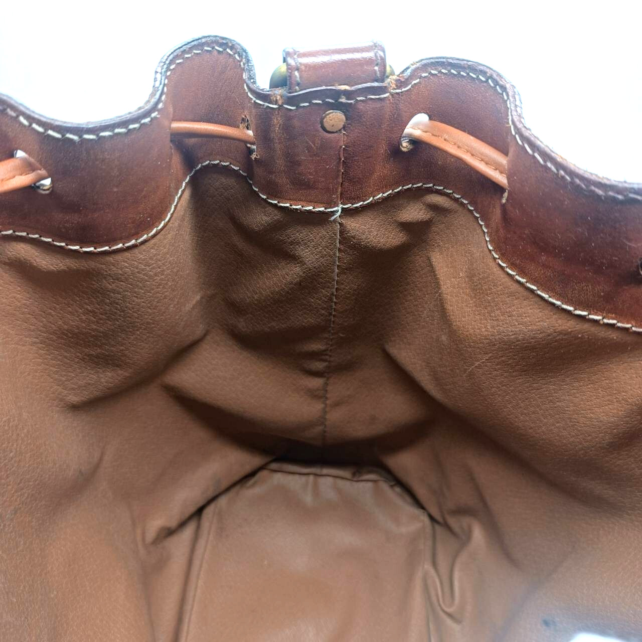 CELINE Shoulder Drawstring Bucket Bag PVC Macadam M10