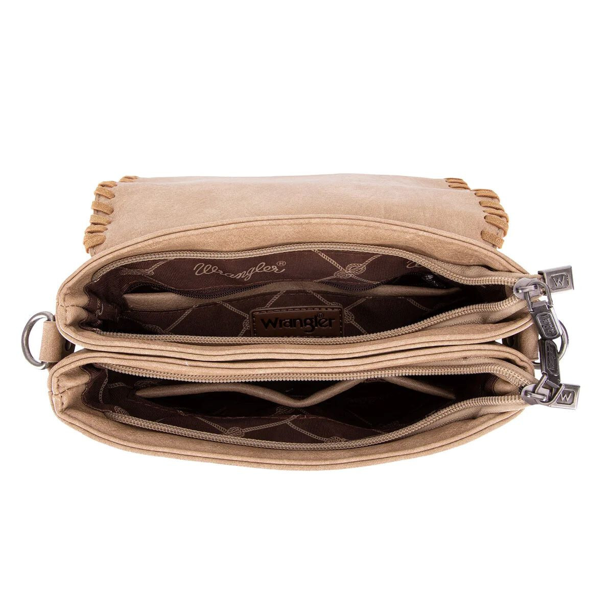 Wrangler Whipstitch Leopard Print Concealed Carry Western Crossbody Khaki
