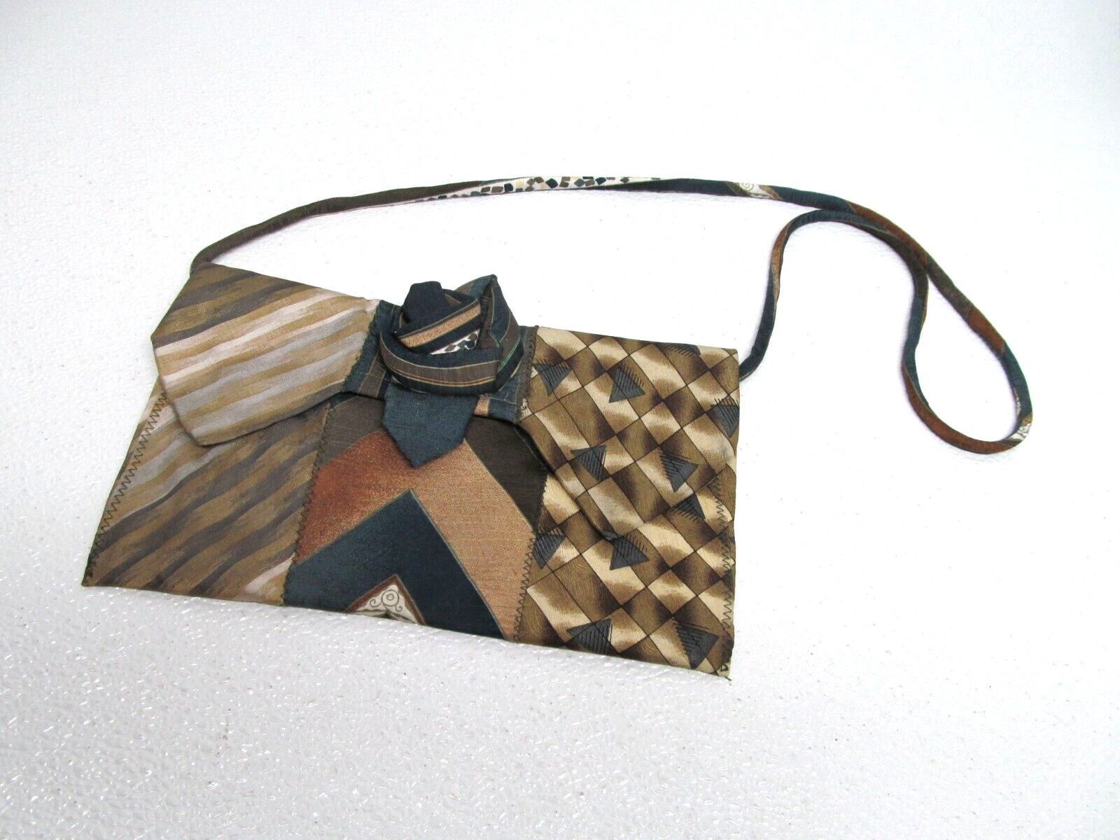 BACHRACH Made in Italy 100% Silk Small Crossbody Bag Purse Tie Clutch Art Rare