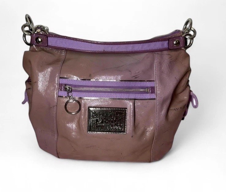 Coach Poppy Liquid Patent Leather Purple Shoulder Crossbody Bag 2010s Indie