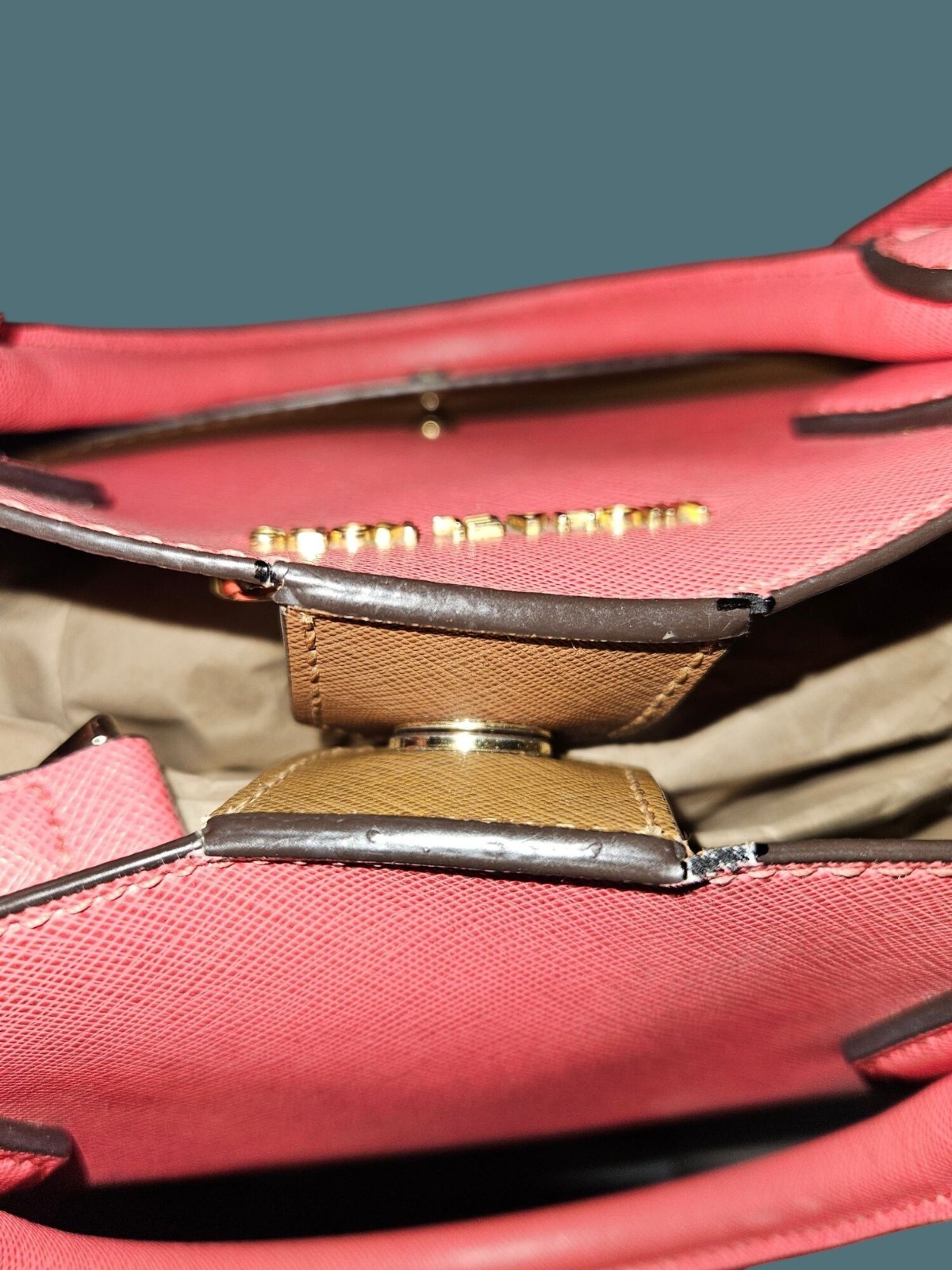 Michael Kors Saffiano Leather Pink Greenwich Large Grab Tote Satchel Bag