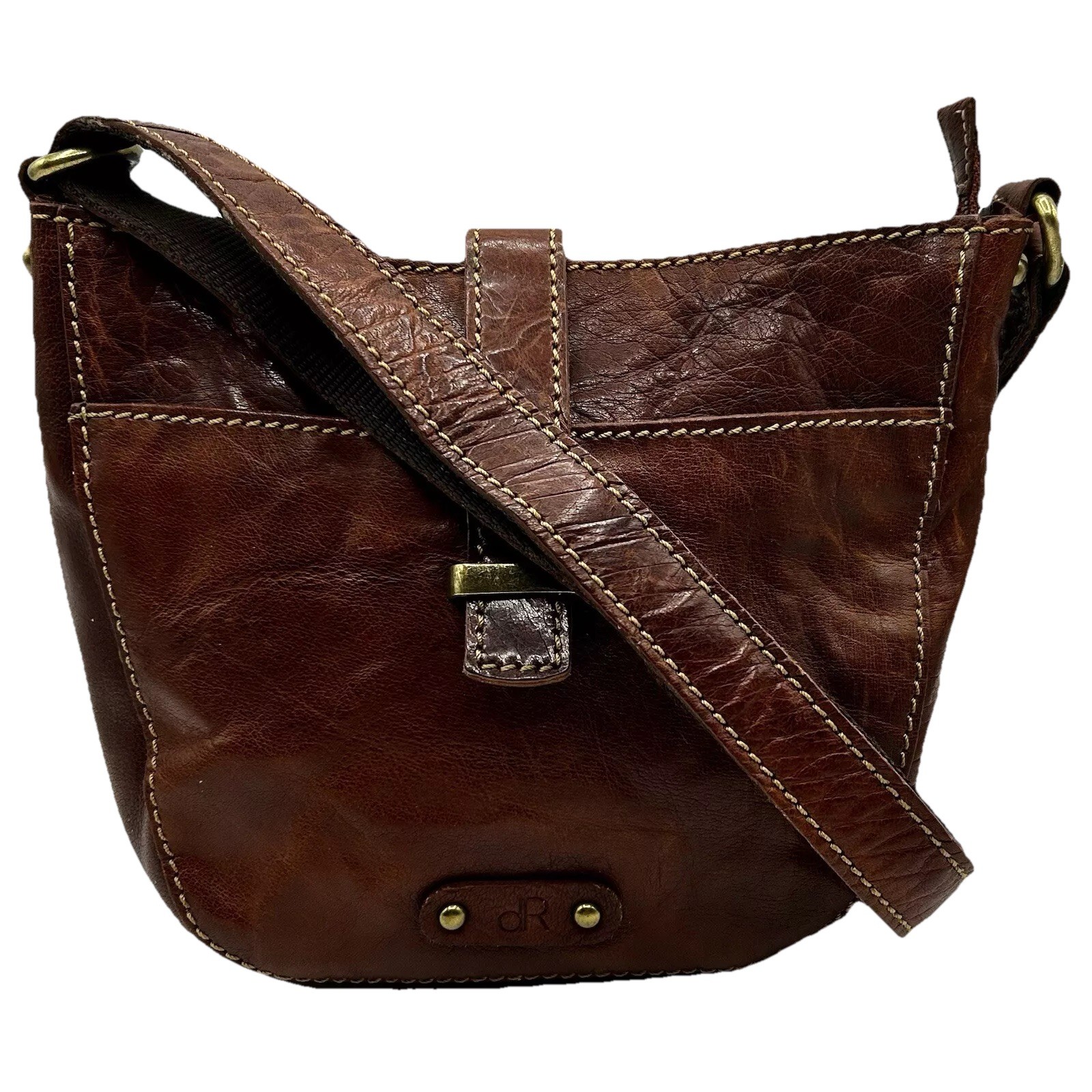 Brown Leather Crossbody Bag Handcrafted Old Money Preppy Equestrian dR Amsterdam
