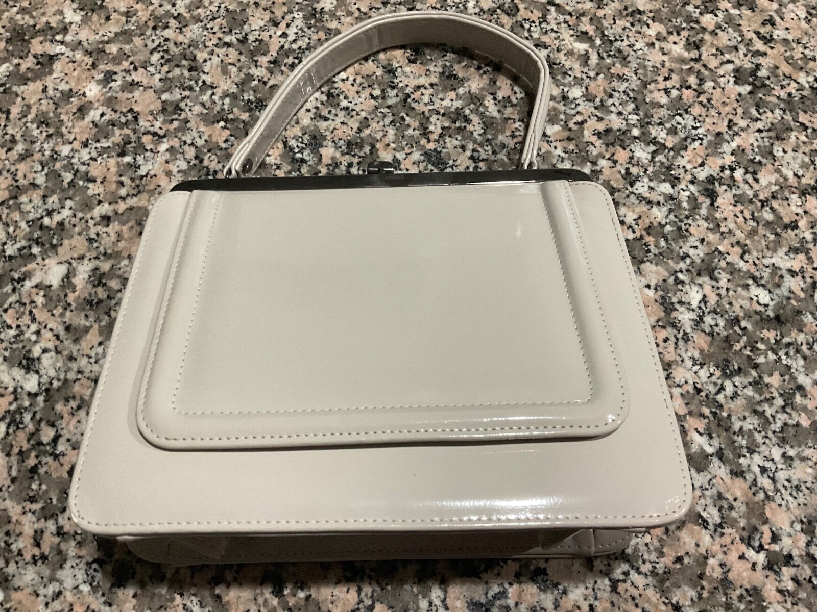 Olga Berg Small Grey/Beige Woman’s New Purse No Tag. Handbag with snap closure.