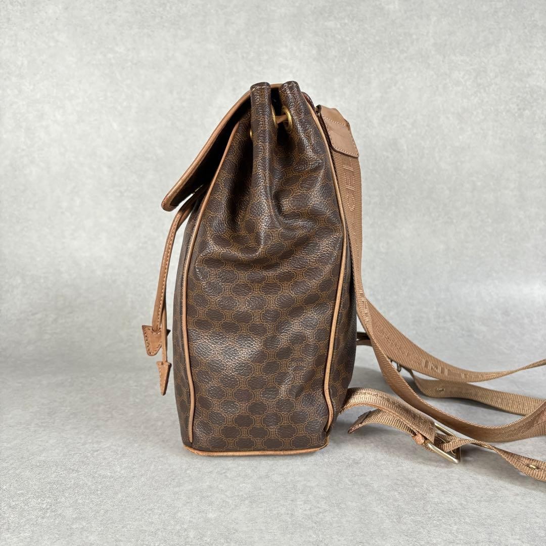 CELINE Macadam Trionf Vintage Brown PVC Leather Backpack Authentic