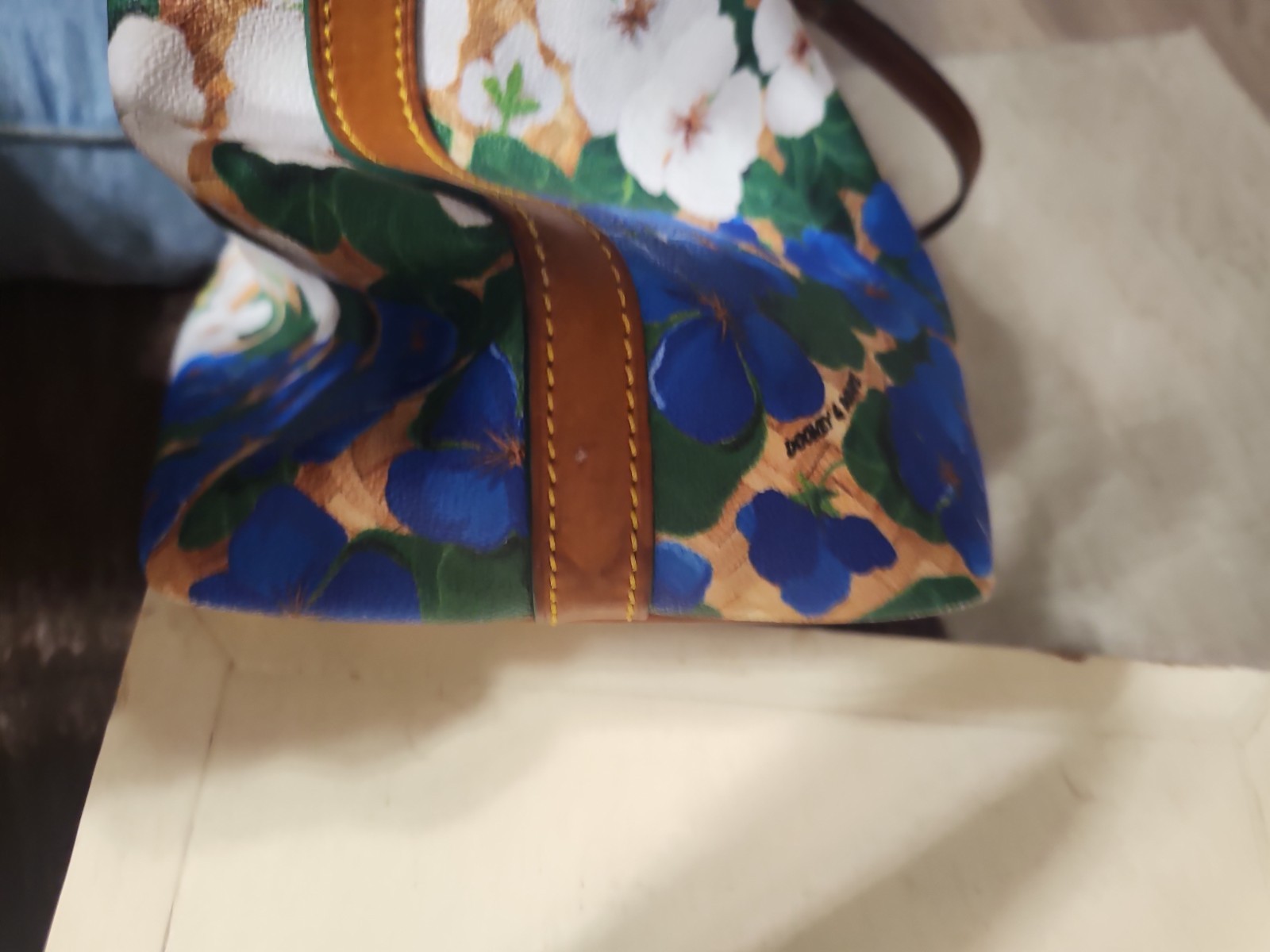 Dooney & Bourke Blue And White Floral Shoulder Bag