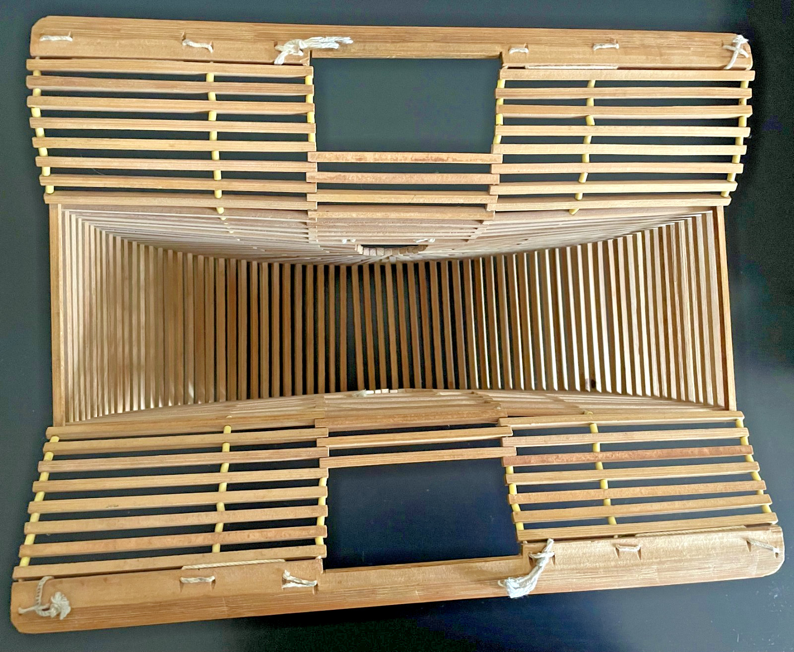 Bamboo Wood Crescent Half Moon Cage Vintage Purse Bag Clutch Beach Vacation Boho