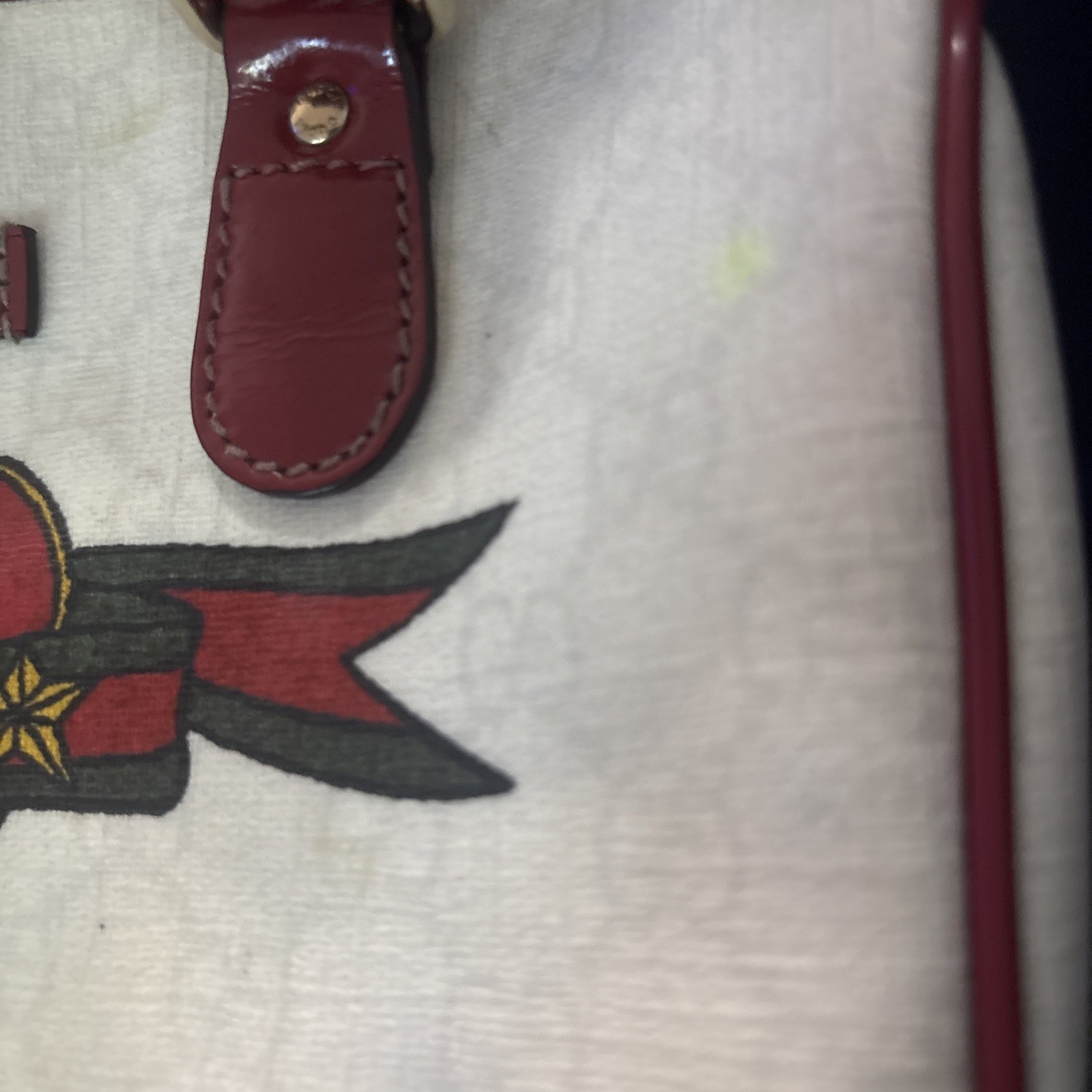 Gucci Small Supreme Joy Tattoo PVC Canvas Heart Boston Bag Off White Used Read