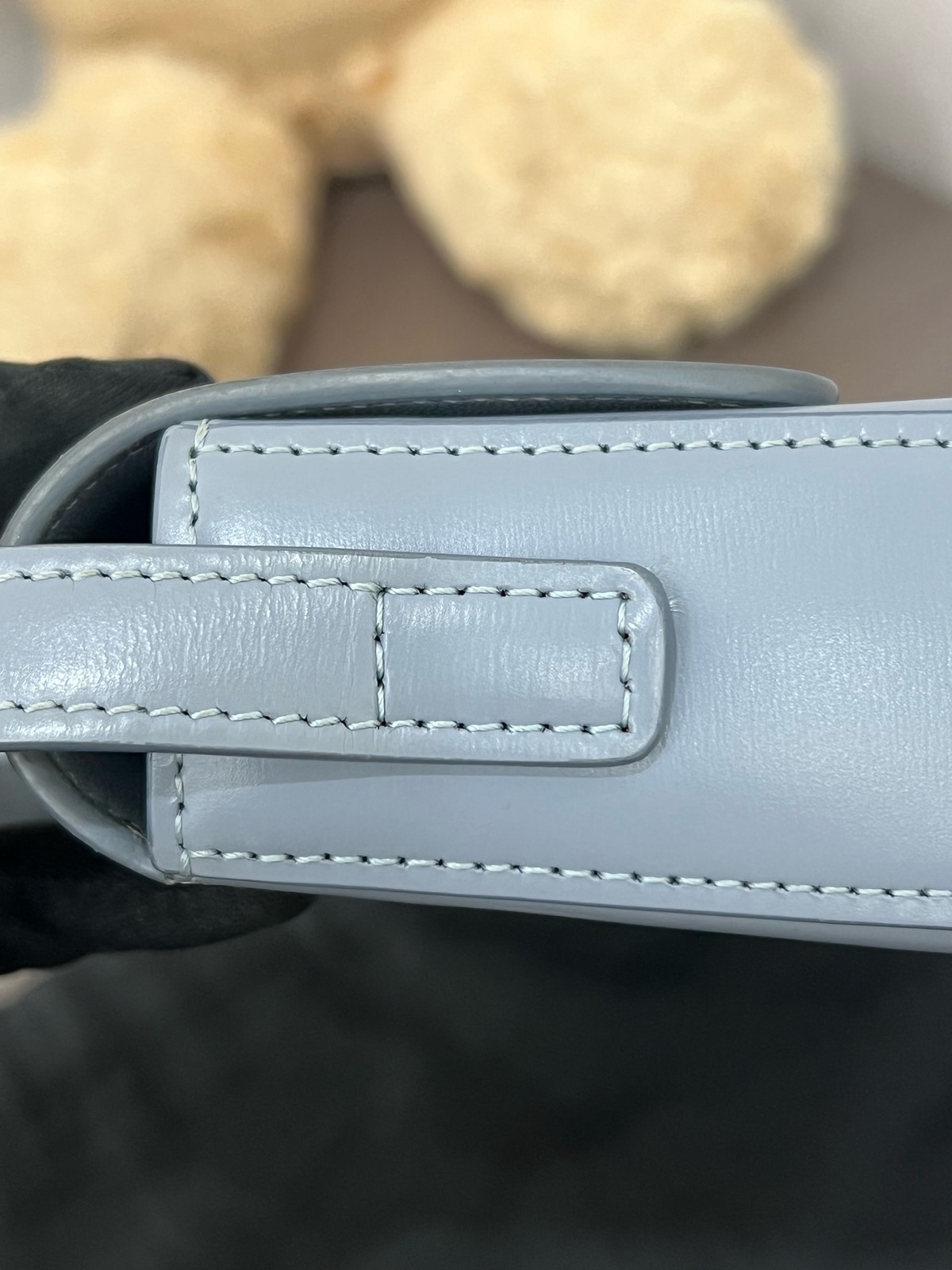 Celine Triomphe Normal Light Blue Calfskin Underarm Shoulder Bag Duty Paid