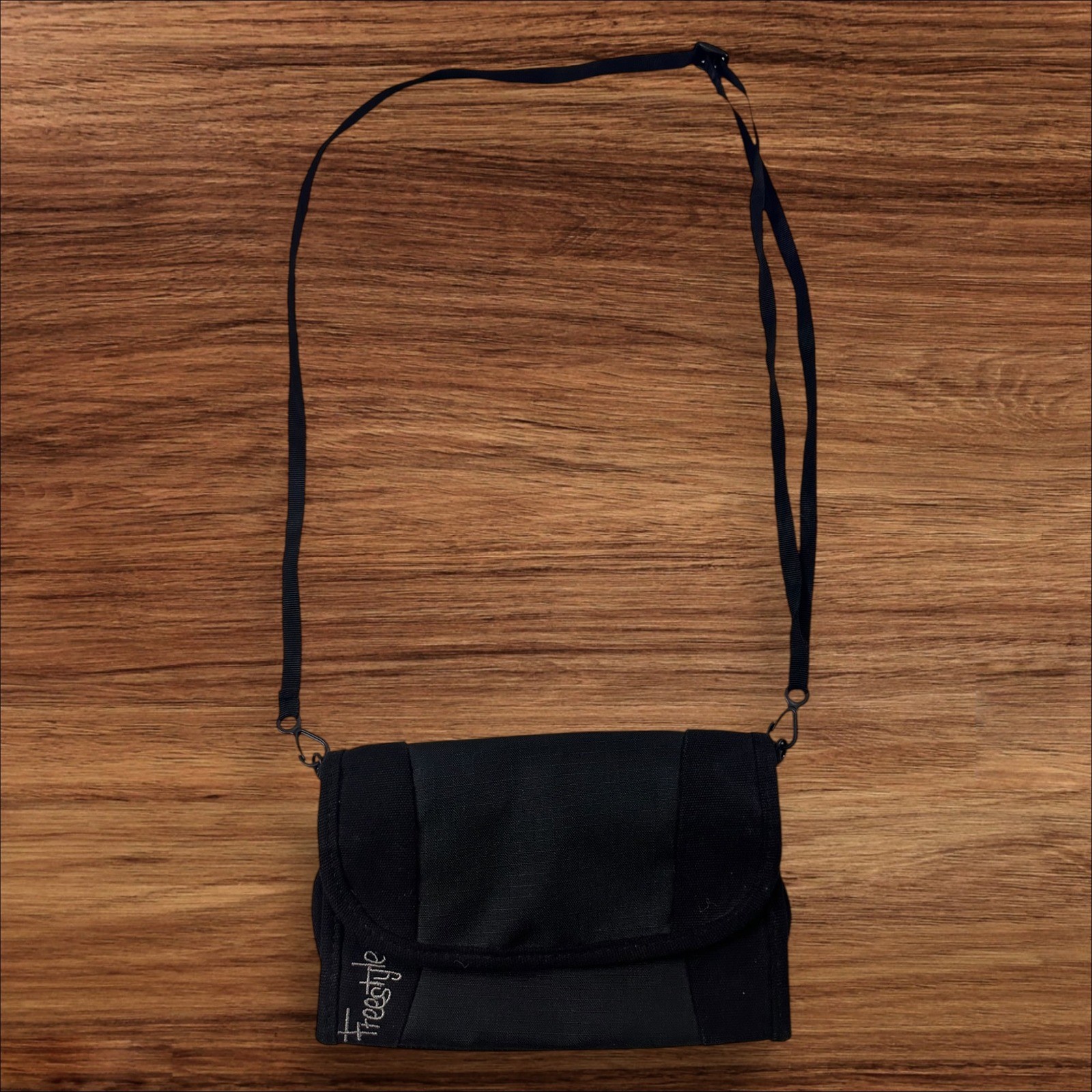 Freestyle Black Crossbody Bag Small Flap Snap Closure Adjustable Strap