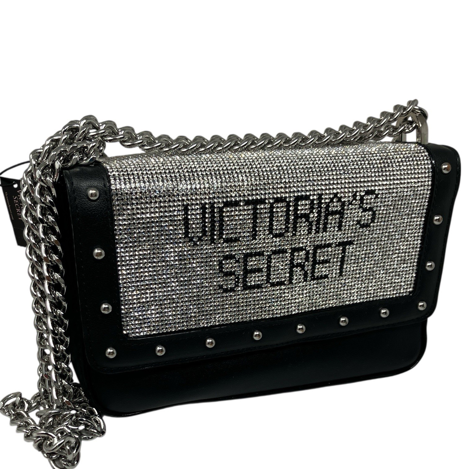 Victoria’s Secret Rhinestone Crossbody Bag BOND GIRL FASHION SHOW Silver Chain