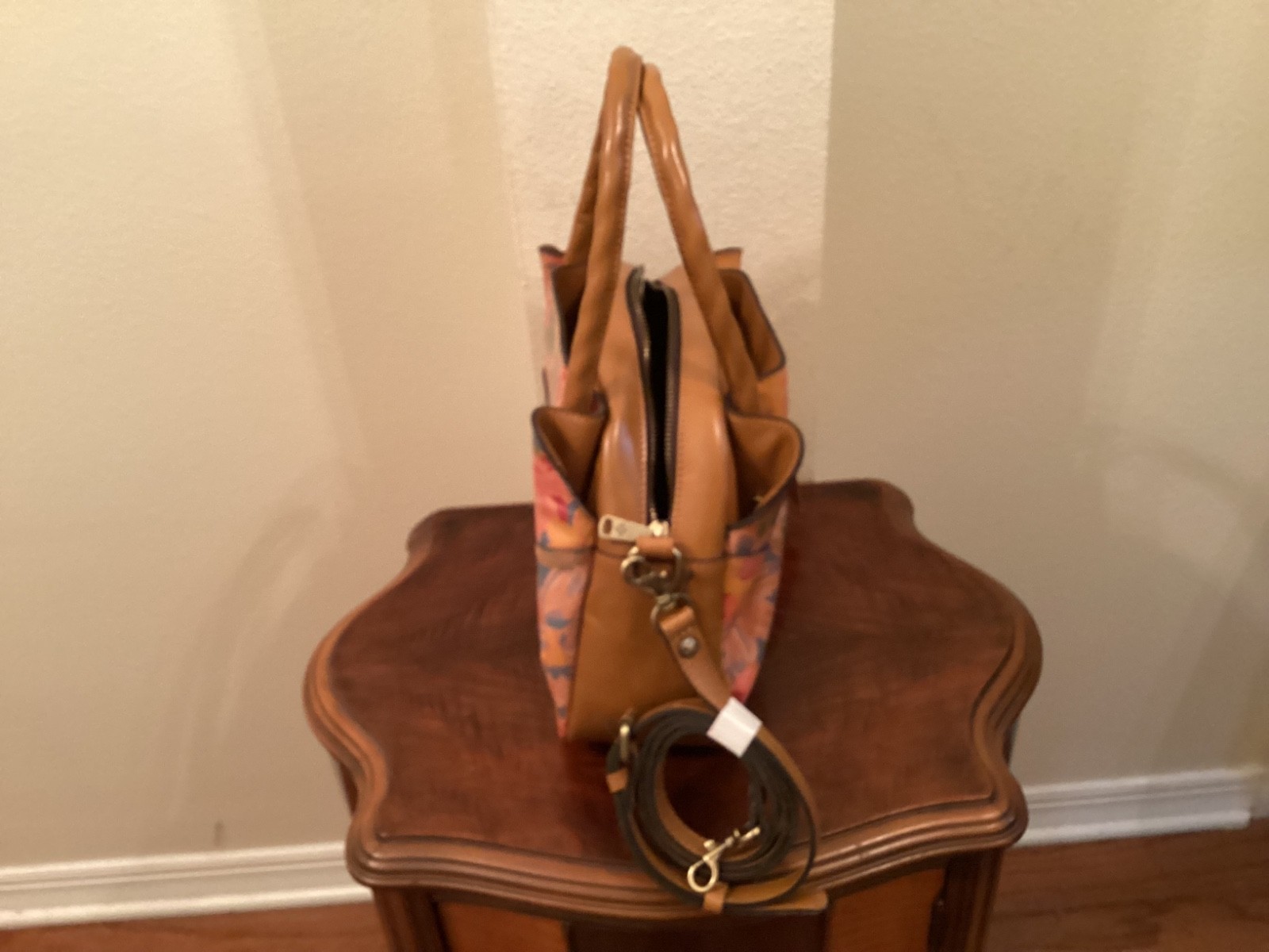 NWT PATRICIA NASH Ashford Leather Crossbdy Satchel Citrus Rose/Matching Wallet