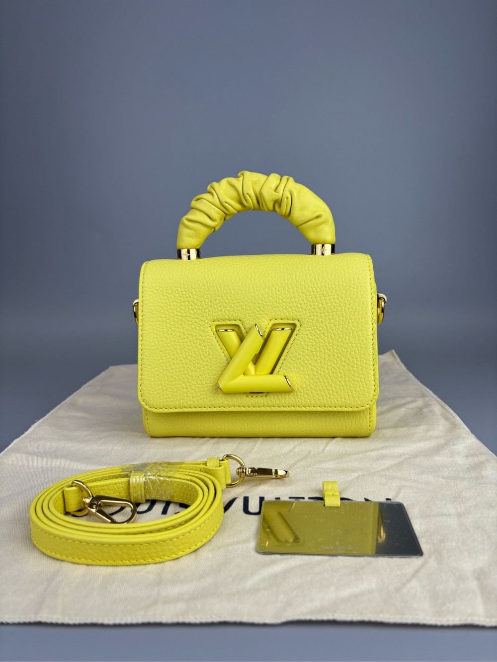 Louis Vuitton TWIST Smooth calf leather handbags shoulder bag small yellow