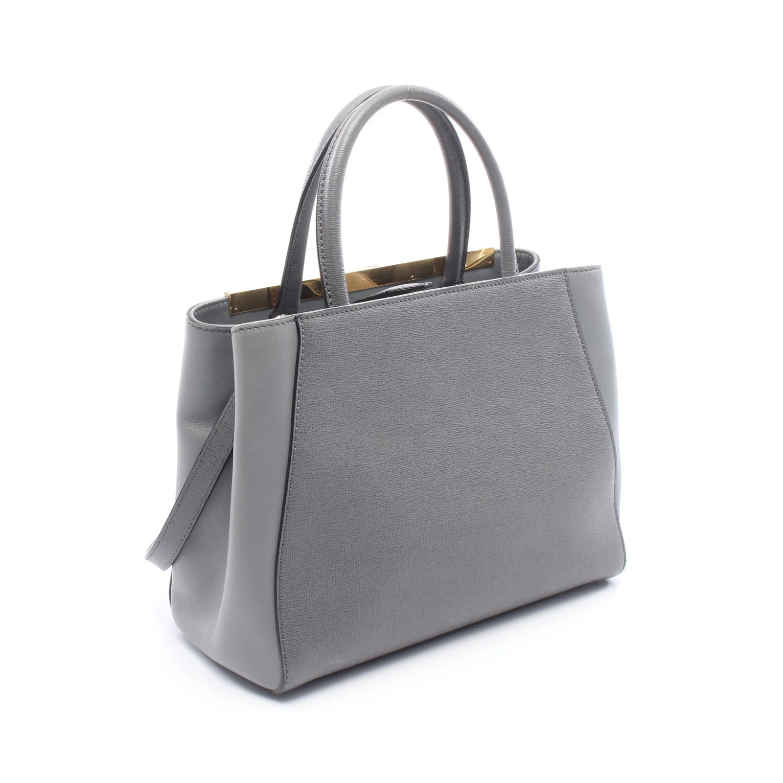 Fendi PETITE 2JOURS 2WAY Handbag Gray Leather #RCB3730
