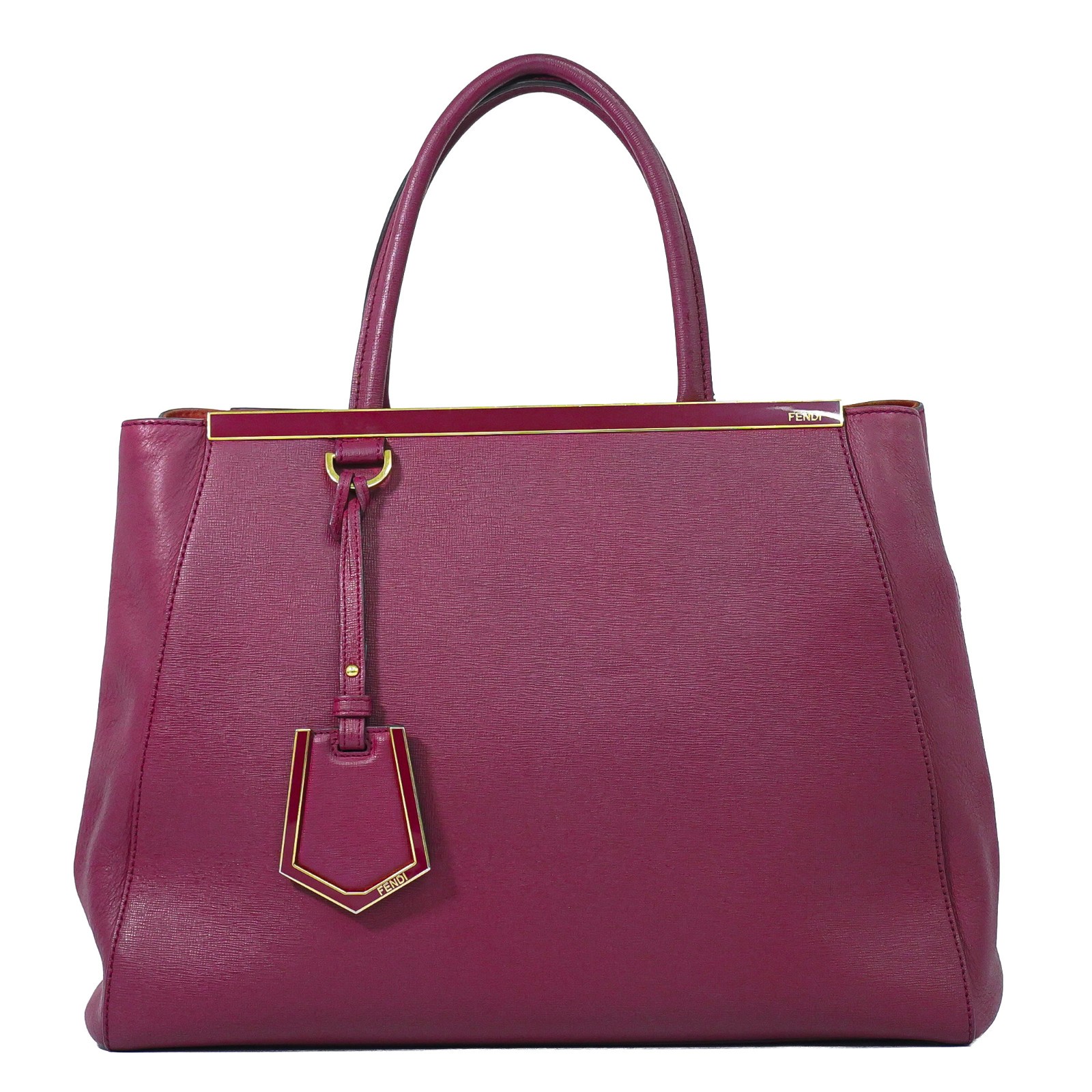 FENDI 2Jours 8BH250 Leather 2way Shoulder Tote Handbag Pink Gold