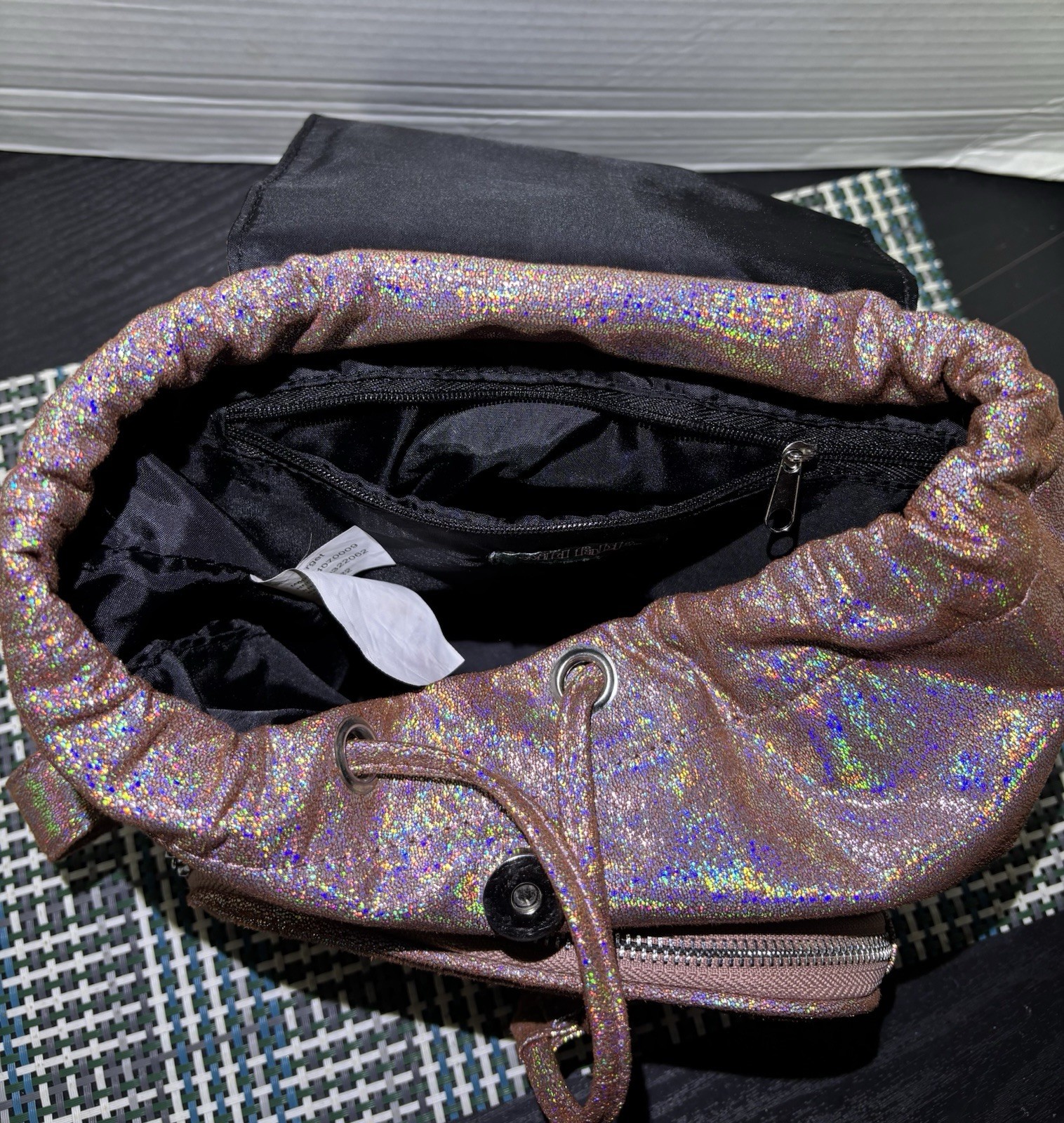 Wild Fable Mini Drawstring Flap Backpack Purse Iridescent Pink