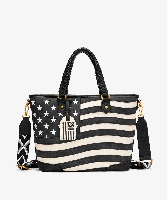 Montana West American Flag Braided Concealed Carry Tote Bag
