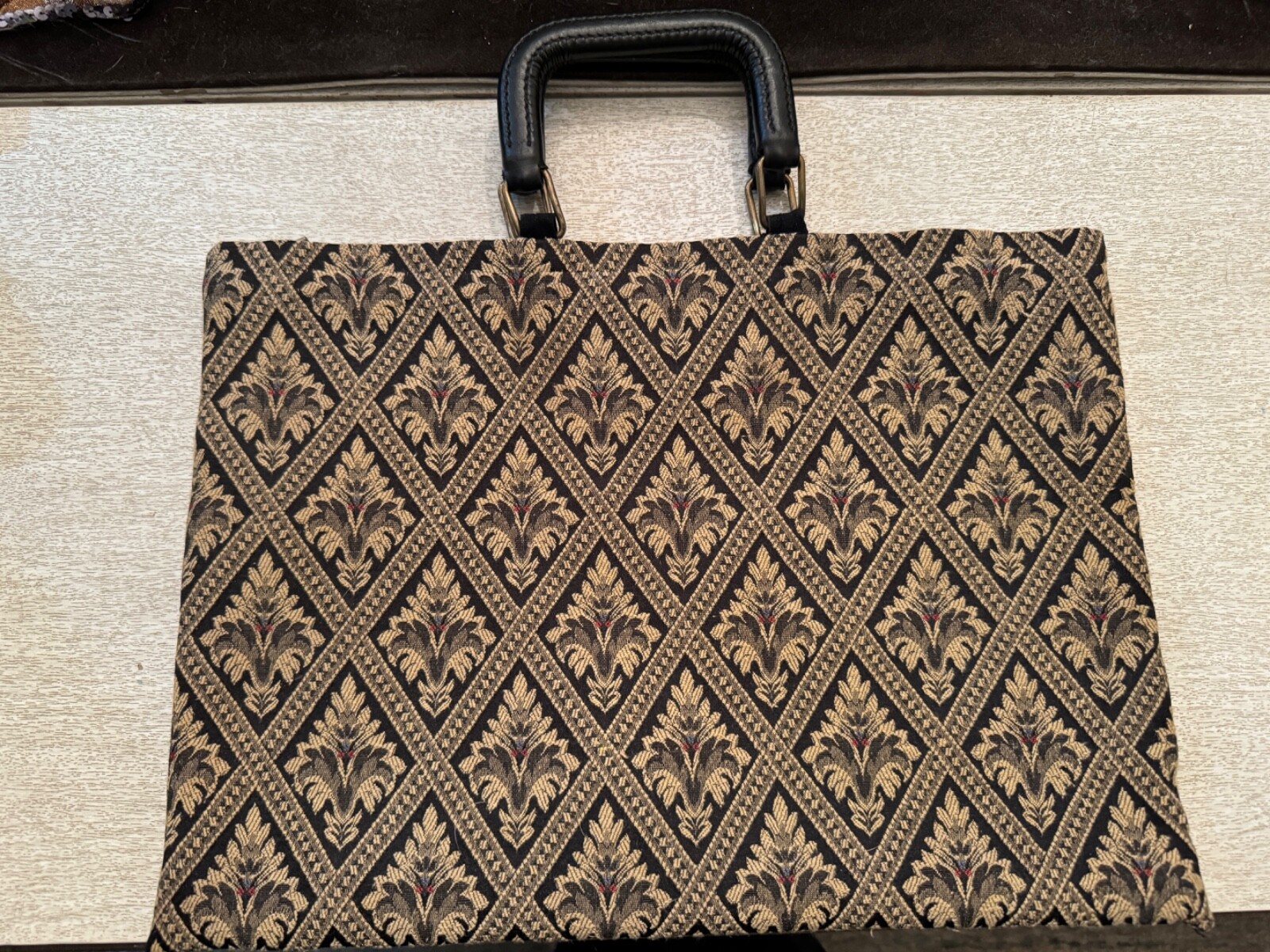Elliva Boston Laptop Attache Tote Bag Briefcase Tapestry Fleur De Lis