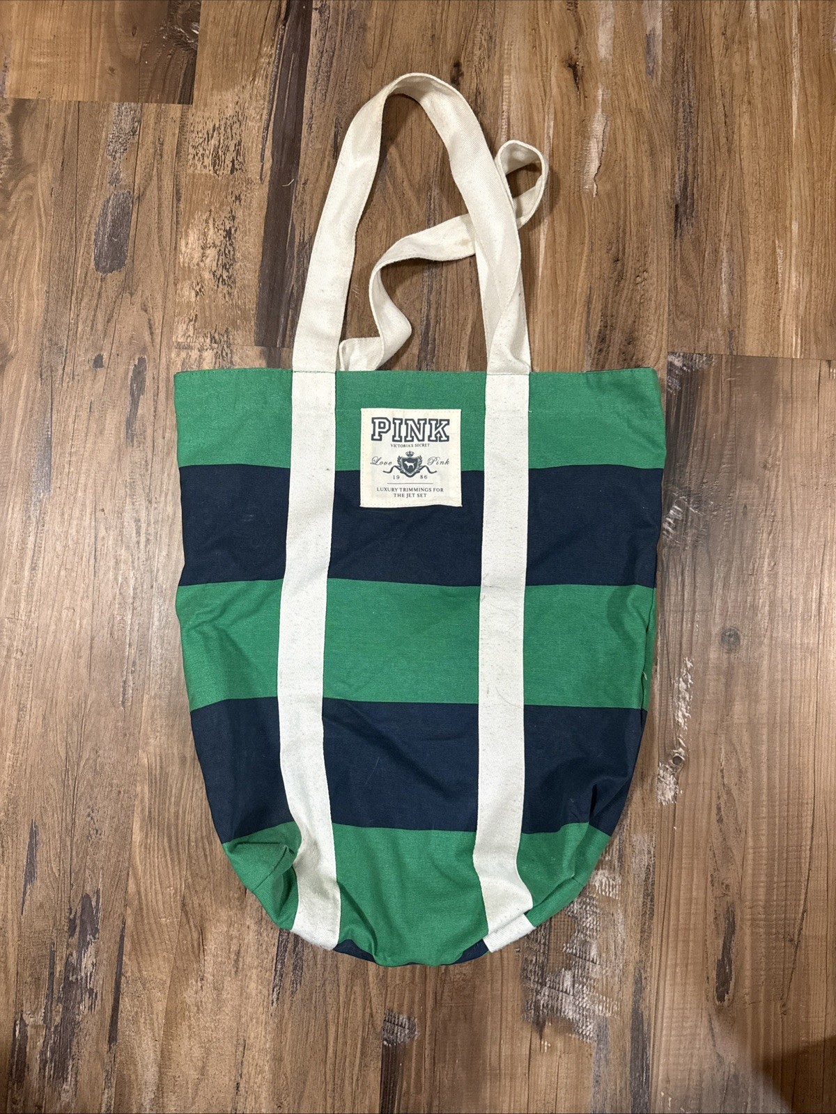 Official Love Pink 86 Victoria’s Secret Tote Carry Shopping Bag Navy/ green