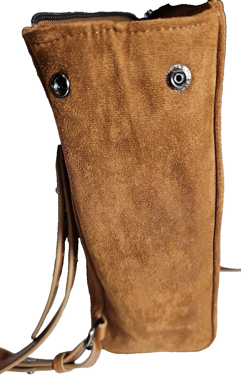 BEARPAW Backpack Bag Brown Faux Suede Shearling Flap Women’s Purse 10in X 9.5in