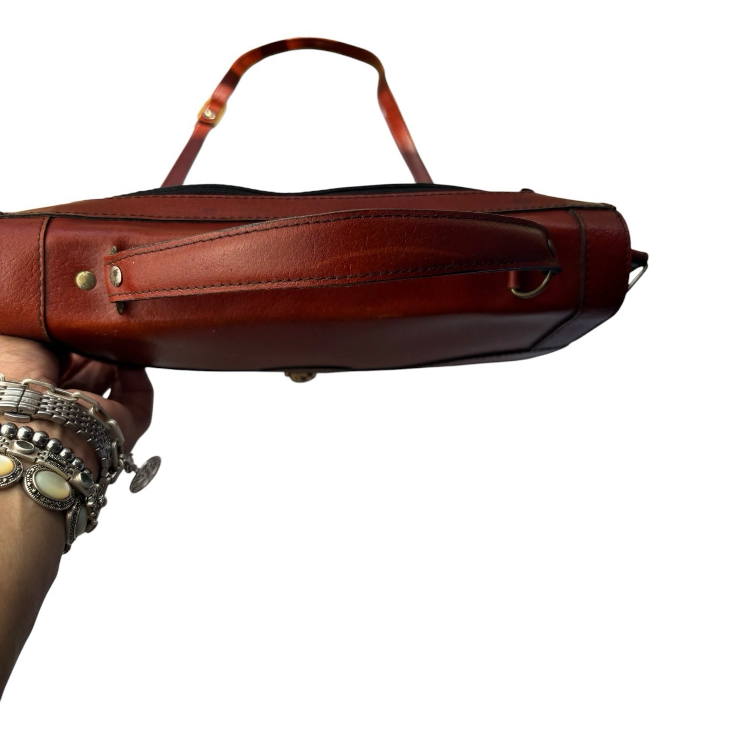 Vintage Oroton Australia Brown Leather Satchel Crossbody Shoulder Bag Top Handle