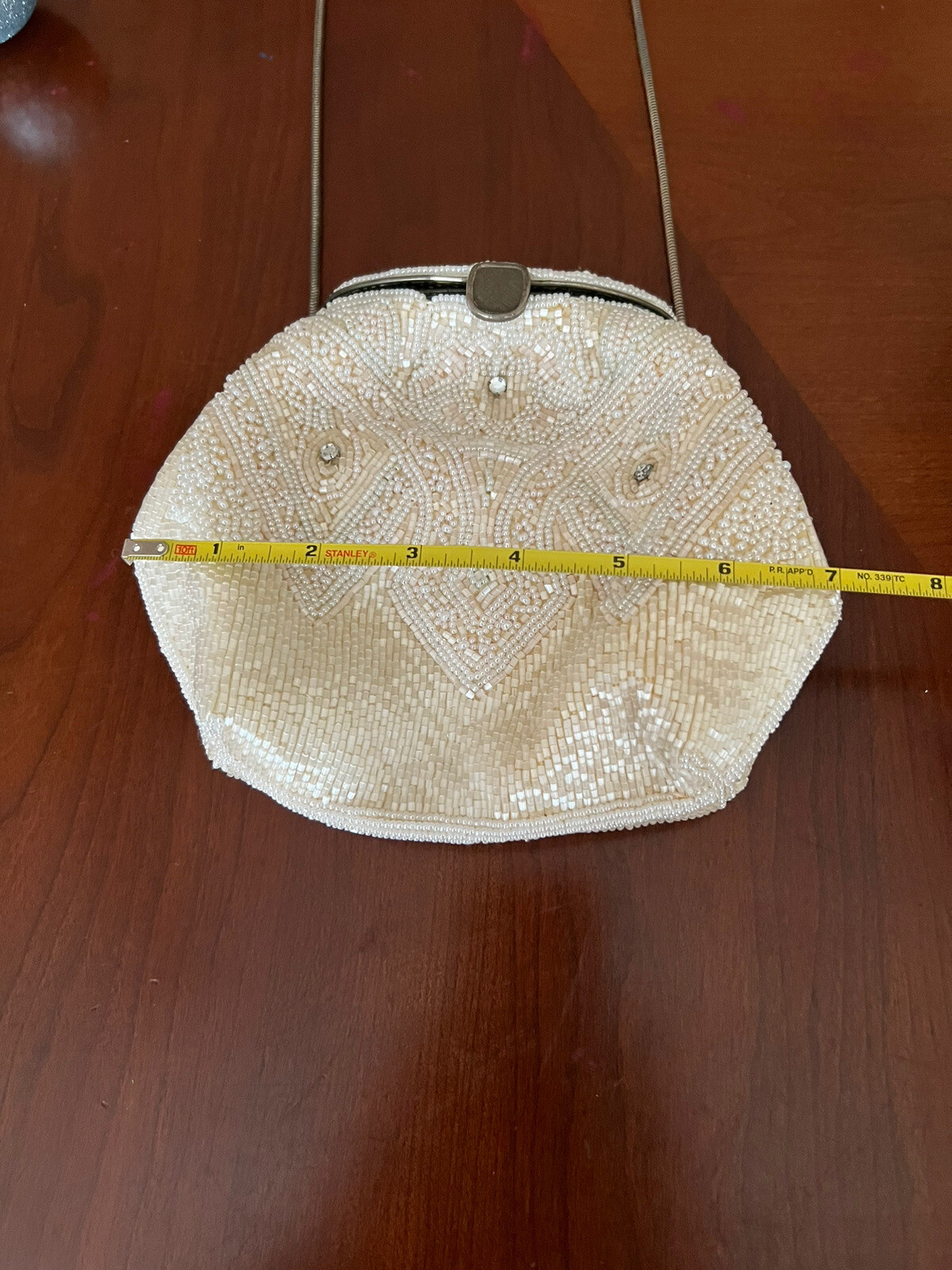 VINTAGE La Regale Handmade Ivory Beaded Evening Purse Shoulder Bag