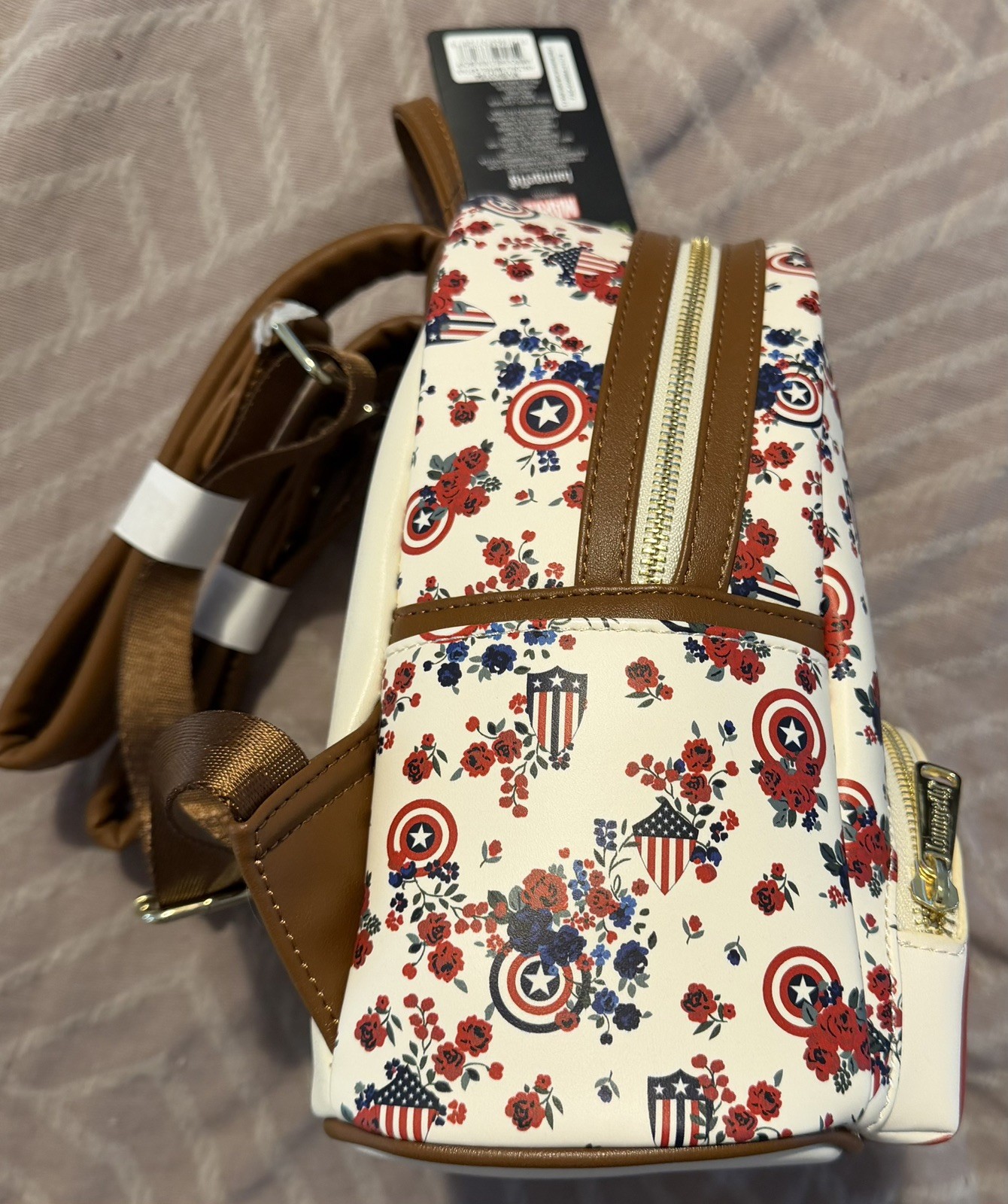 Loungefly Marvel Captain America Roses Shield Peggy Carter Steve Roger Backpack