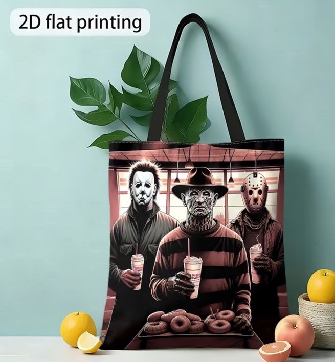 Horror Movie Characters Tote Bag. Trick Or Treat. Halloween. Spooky. Funny.