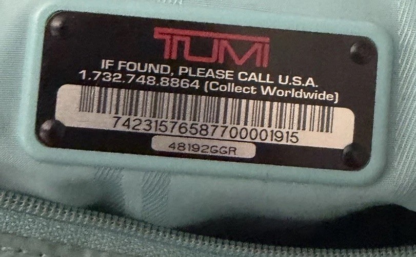 Tumi Tangerine Nylon Carry Bag / Purse Orange W Teal Lining Tracer Plate Ser. #