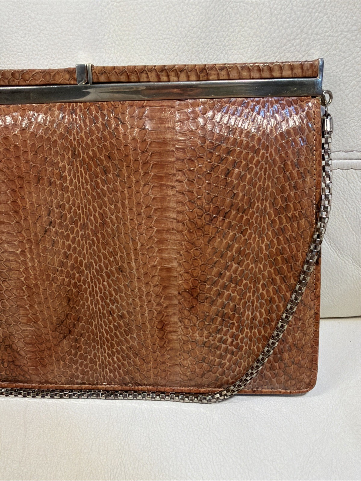 Vintage Genuine Snake Skin Clutch Evening Shoulder Bag RARE!