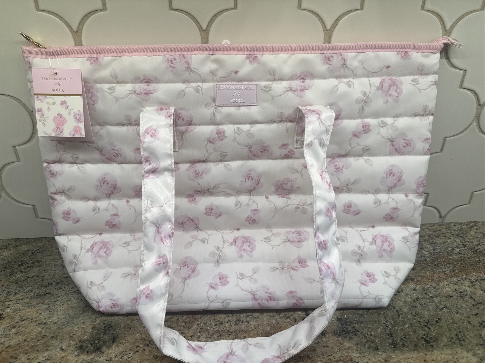 Loveshackfancy X Target Yoobi Ribbon Rosa Quilted Tote Bag NWT