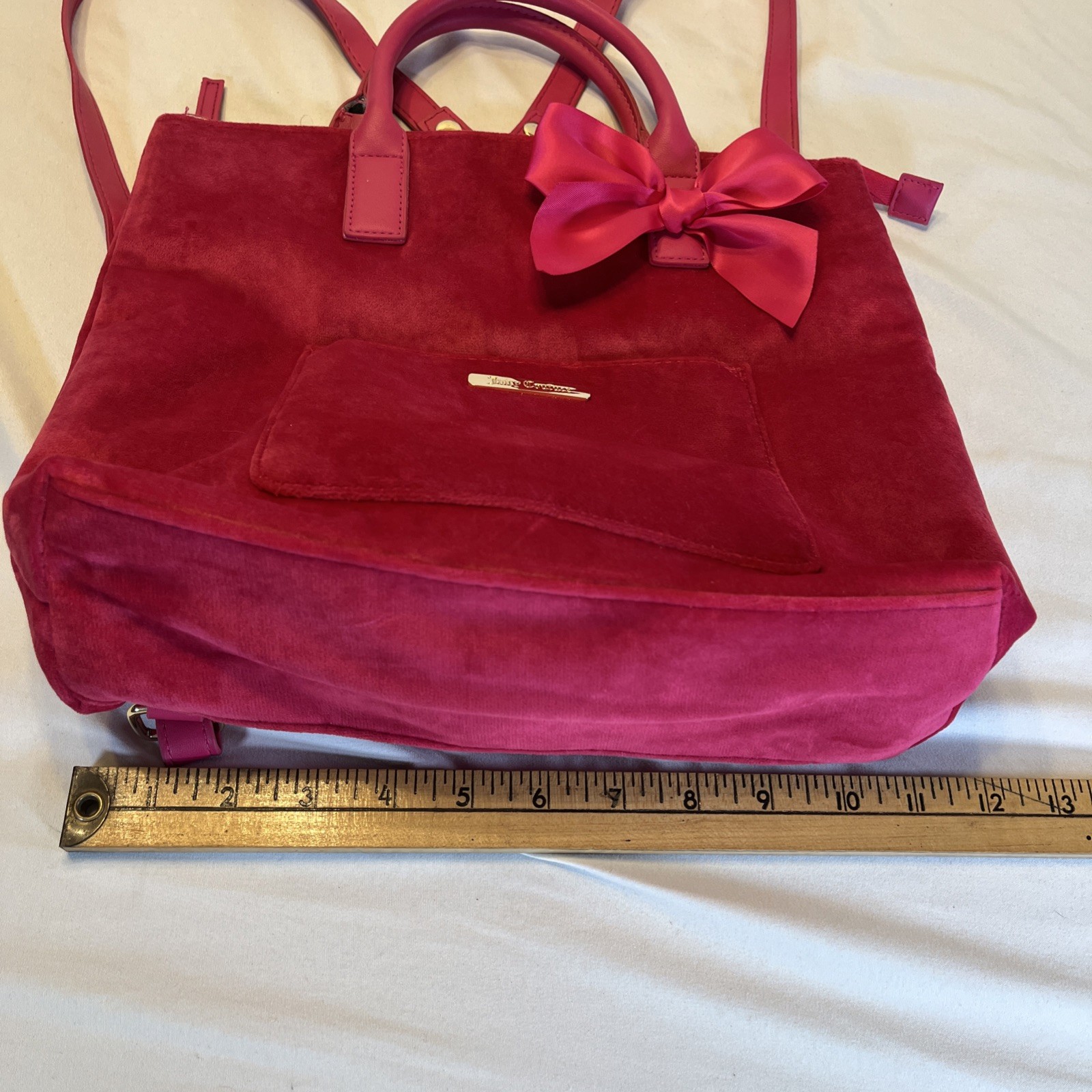 Juicy Couture Hot Pink Purse Backpack Day Pack Bag Straps Handles 13 x 11.5 In