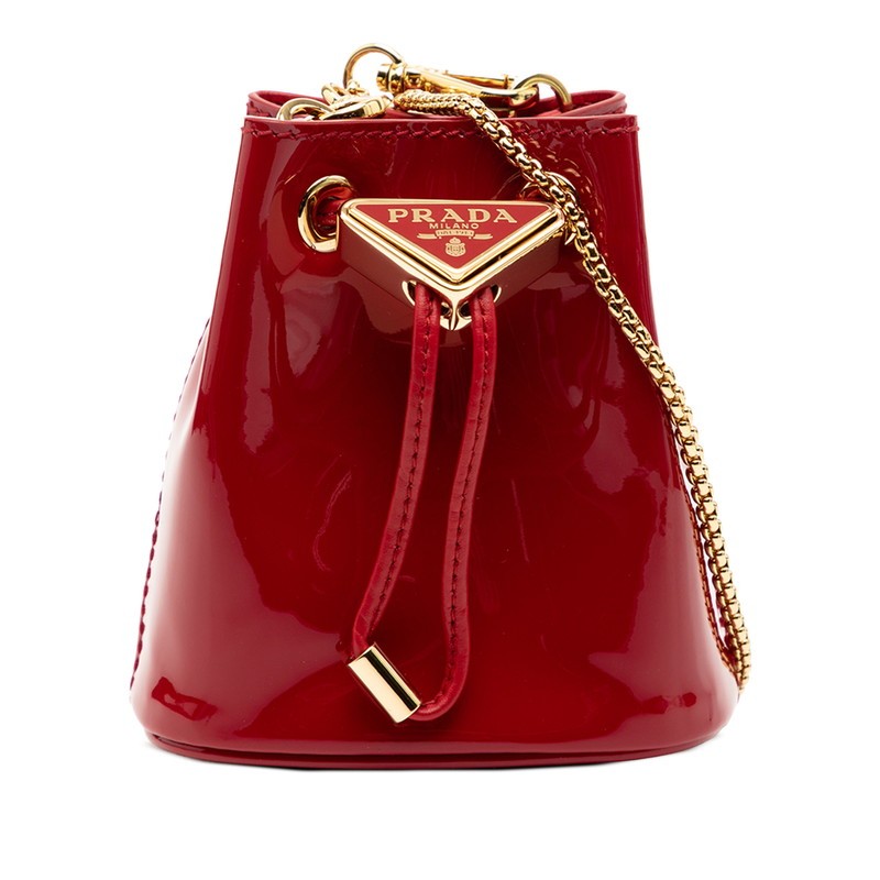 PRADA Triangle With logo Mini Chain Shoulder Bag Pouch 1NR016 Women 【Used】