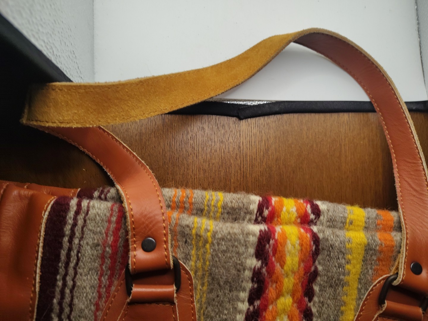  ARTISAN Bolivian handmade multicolor and organic leather 18 In X 10 X10