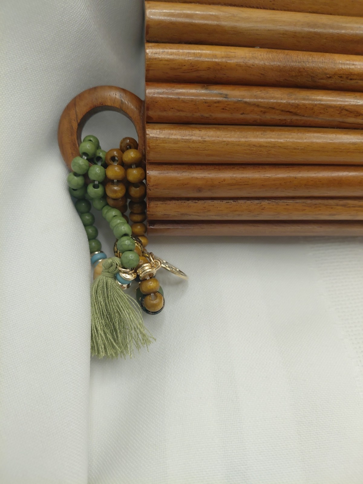 Kimberly Whitman for Anthony Melani Acacia Wood Ruth Clutch with Beaded Tassel